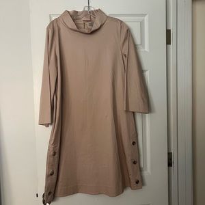 COS size 12 camel-colored dress gorgeous mock collar, button details, EUC
